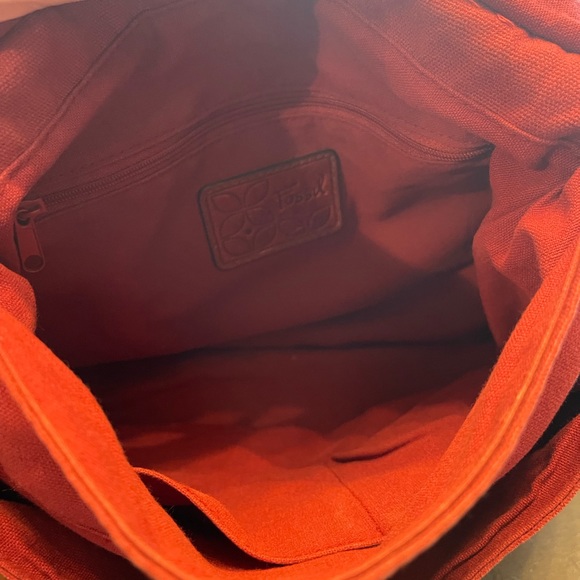 Fossil Red Leather/Canvas Handbag - Picture 4 of 6
